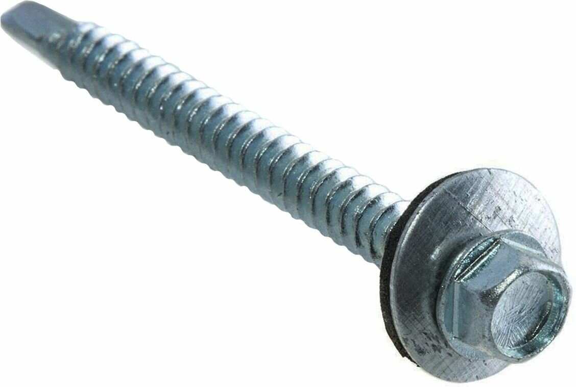 фото Саморезы Стройбат 4,8x50 мм шестигранные кровельные белый цинк 200 шт