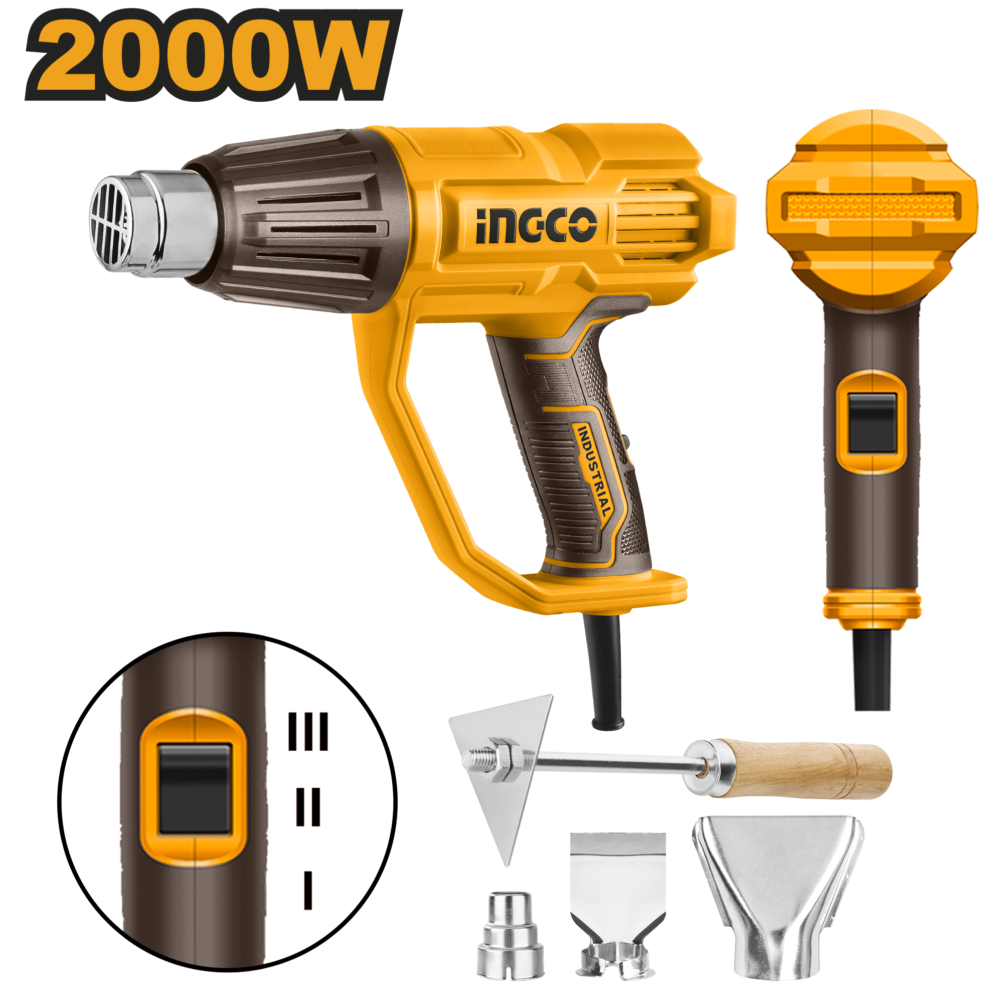 Фен строительный INGCO HG200078 INDUSTRIAL 50/450/550°C 20 кВт