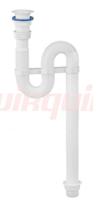 фото Сифон гофр С пласт чашкой Д-63ММ 1 1/4 - 40/50 труба 900ММ БЕЛ /30/ VIRPLAST