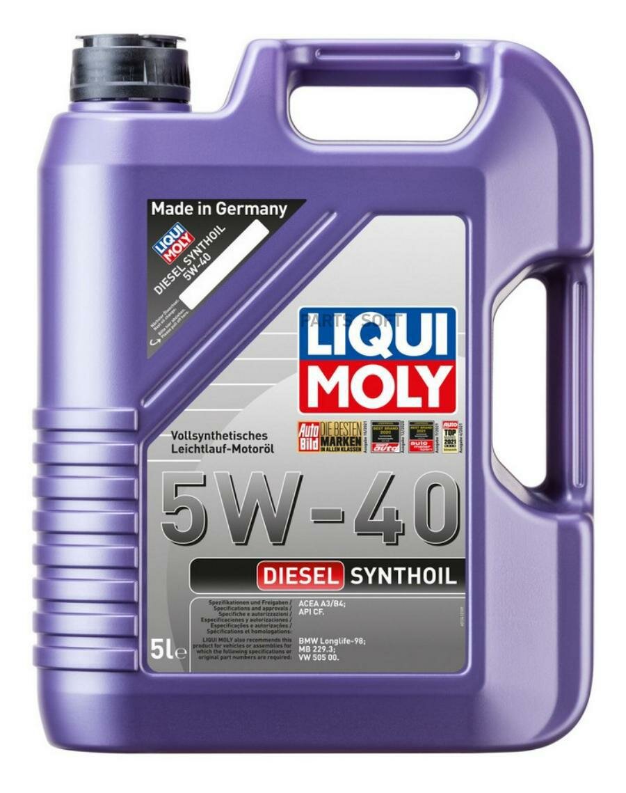 LIQUI MOLY 1341 LiquiMoly 5W40 Diesel Synthoil (5L)_масло мотор.!син.\API CF,ACEA B4-04, MB 229.3,BMW LL-98,VW505.00