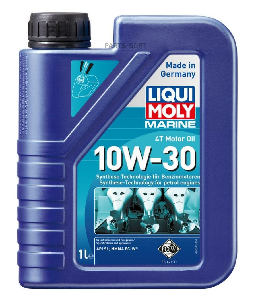 LIQUI MOLY 25022 LiquiMoly 10W30 Marine 4T Motor Oil (1L)_синт. масло моторн.! для водн.техн.\API SL