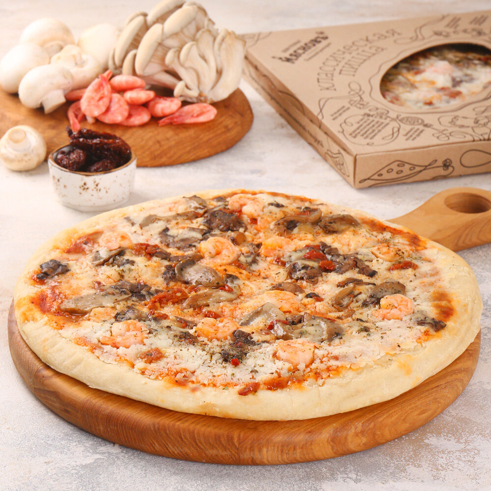 Пицца Том Ям с креветками МясновЪ Шеф-повар от КуулКлевер охлажденная для запекания 29см
