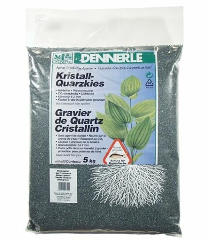 Dennerle Аквариумный грунт Dennerle CRYSTAL QUARTZ GRAVEL, гравий 1-2 мм, темно-серый, 5 кг