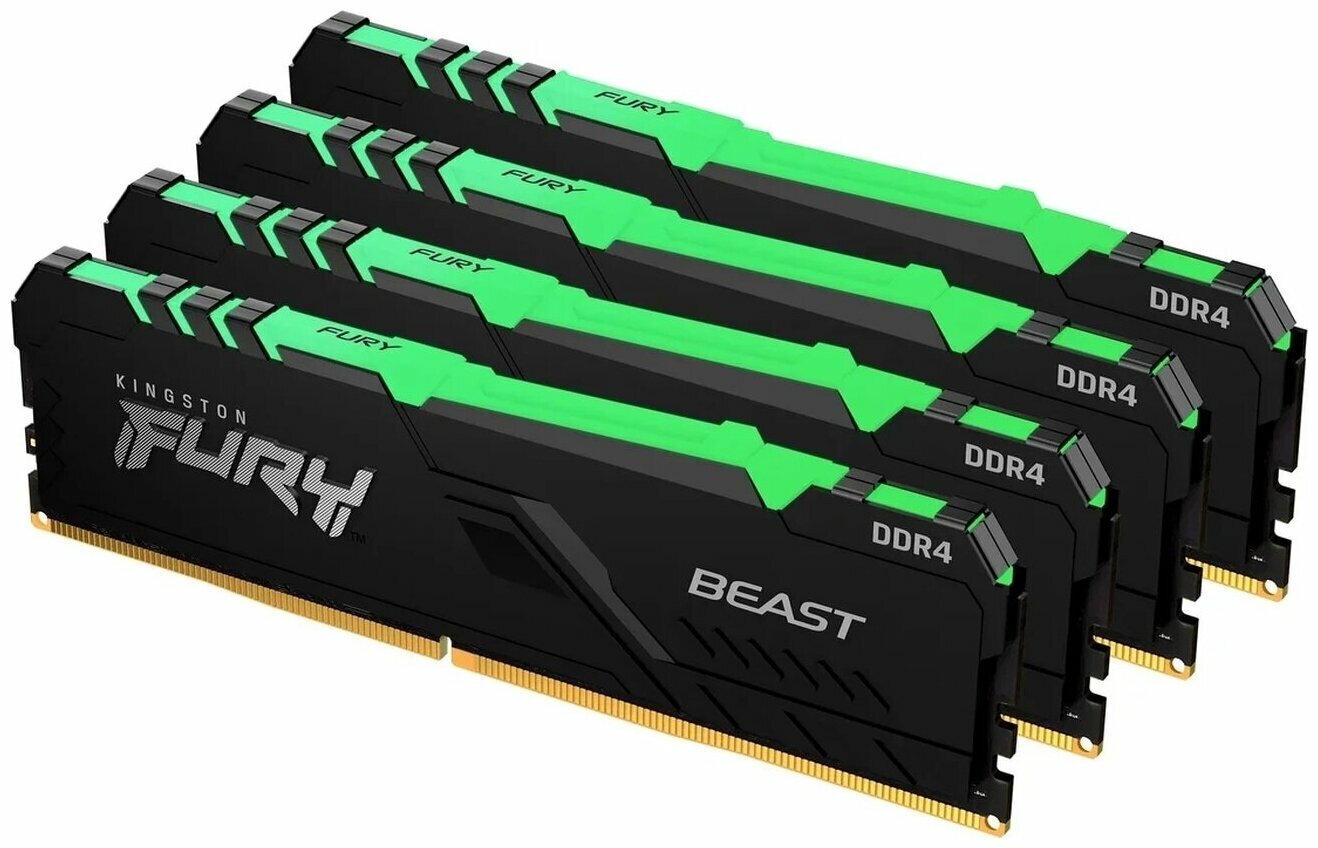 Kingston Модуль оперативной памяти 4x32ГБ DDR4 SDRAM Kingston FURY Beast KF432C16BBAK4/128 (PC25600, 3200МГц, CL16) (ret)