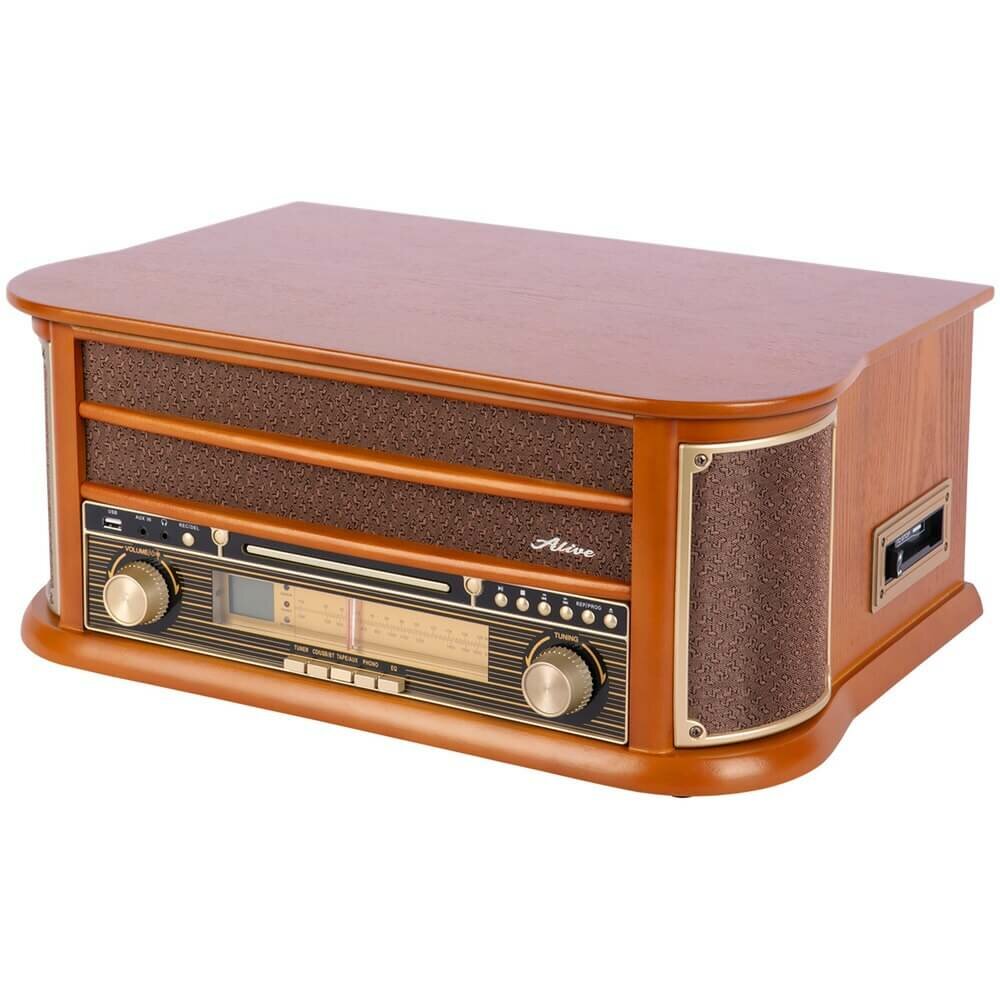 Виниловый проигрыватель Alive Audio OLDTIMER Wood с FM-приемником