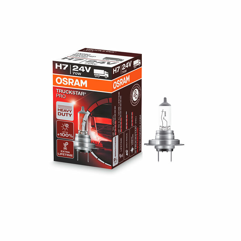 Лампа галогенная Osram Truckstar Pro +100% H7 24V 70W PX26d, 1 шт.