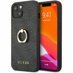 Чехол для iPhone 13 Guess PU 4G + Ring Hard Grey (GUHCP13M4GMRGR) - изображение