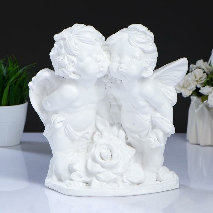 Хорошие сувениры Фигура "Ангел и Фея с розой" белый 12х26х24см - фотография № 1