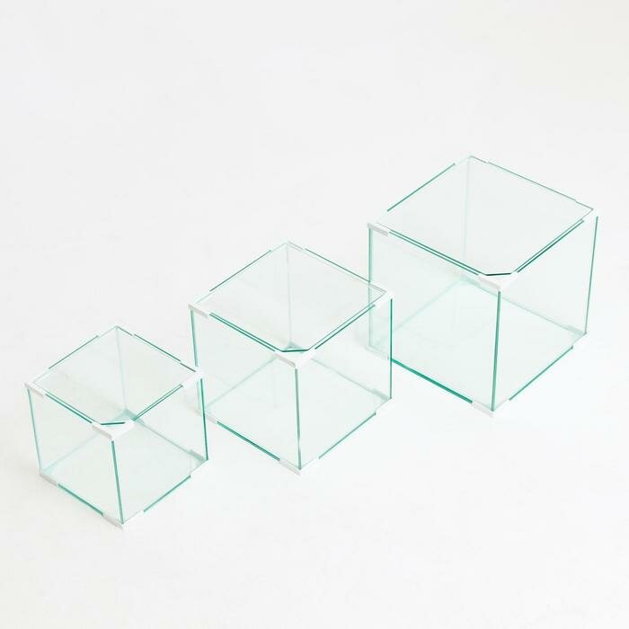 Комплект аквариумов "Матрёшка" куб, белый угол, 16, 27, 43 л - фотография № 2
