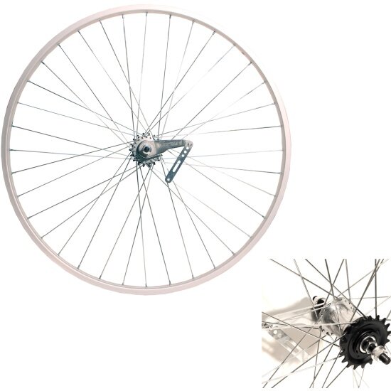 Колесо велосипедное Veloolimp 28" заднее, обод одинарный алюминиевый серебристый, втулка тормозная