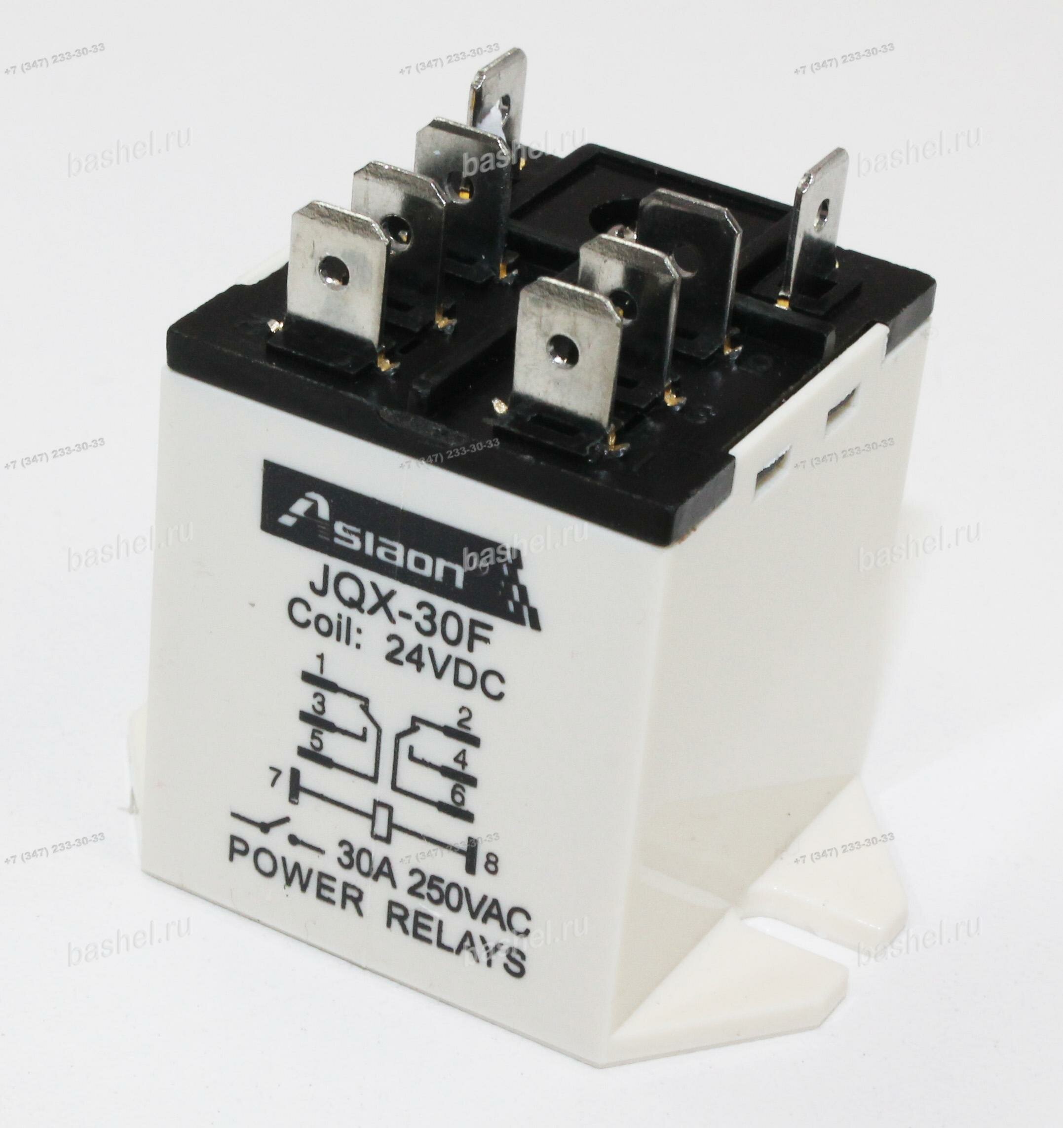 RELAY JQX-30F-2Z-24VDC Реле AsiaOn (упр.:24В/DC комм.: 30A/240В/AC 2NO/2NC AgCdO R-coil.:384 Ом)