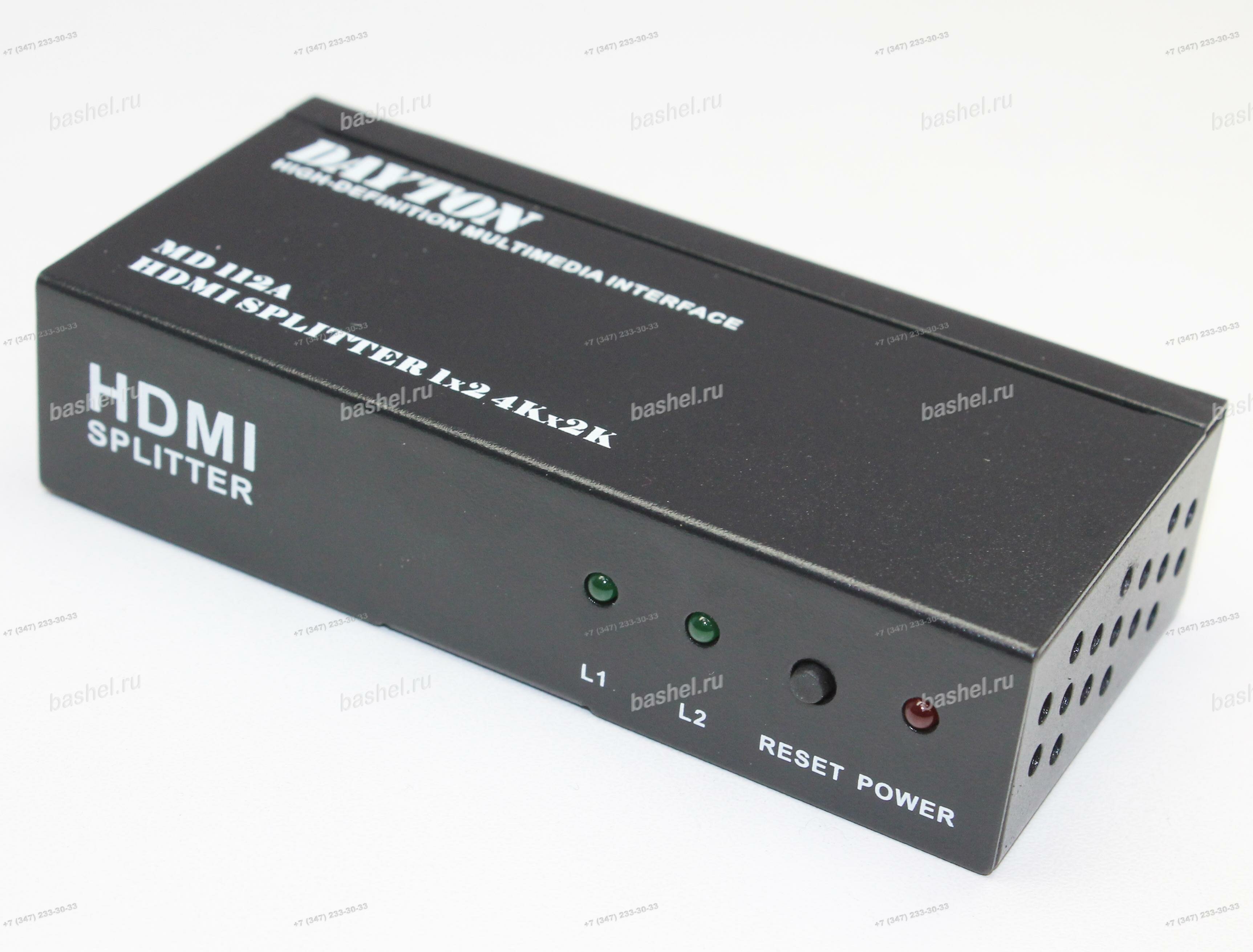 Разветвитель цифрового AV сигнала HDMI DAYTON MD-112A 1 вх.- 2 вых. с усилителем, DC 5V (HDMI 1.4 4Kx2K, Ultra HD, 3D) электротовар
