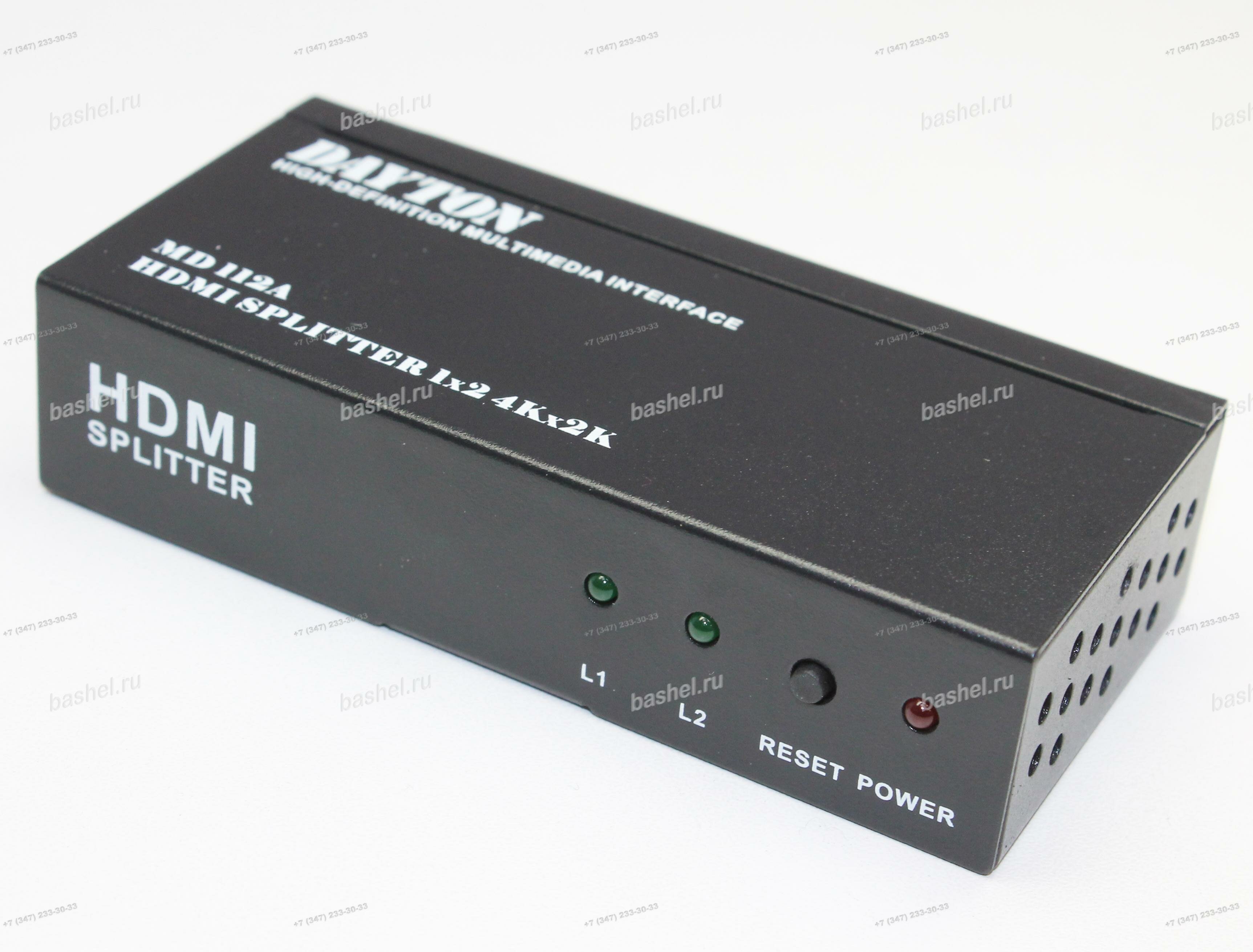 Разветвитель цифрового AV сигнала HDMI DAYTON MD-112A 1 вх.- 2 вых. с усилителем, DC 5V (HDMI 1.4 4Kx2K, Ultra HD, 3D)