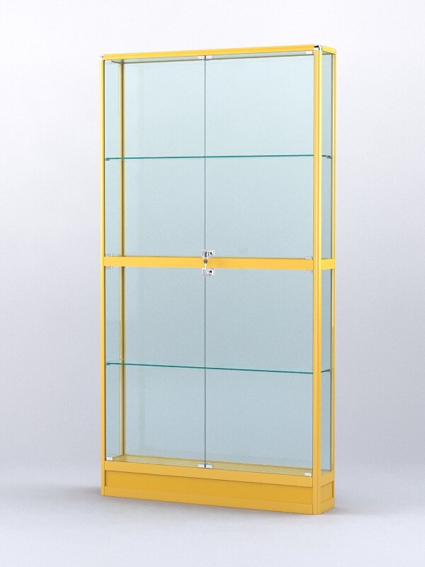 Витрина "алпро" №4-200-2 (задняя стенка - стекло), Желтый 100 x 20 x 200 см
