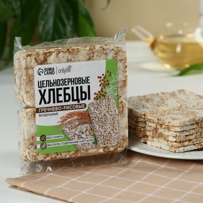 Хлебцы воздушные гречнево-рисовые, без сахара, 60 г.