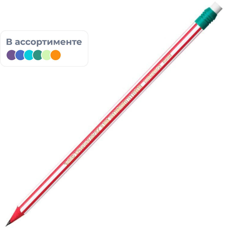 Карандаш чернографитовый BIC Evolution Stripes с ластиком, 4 штуки