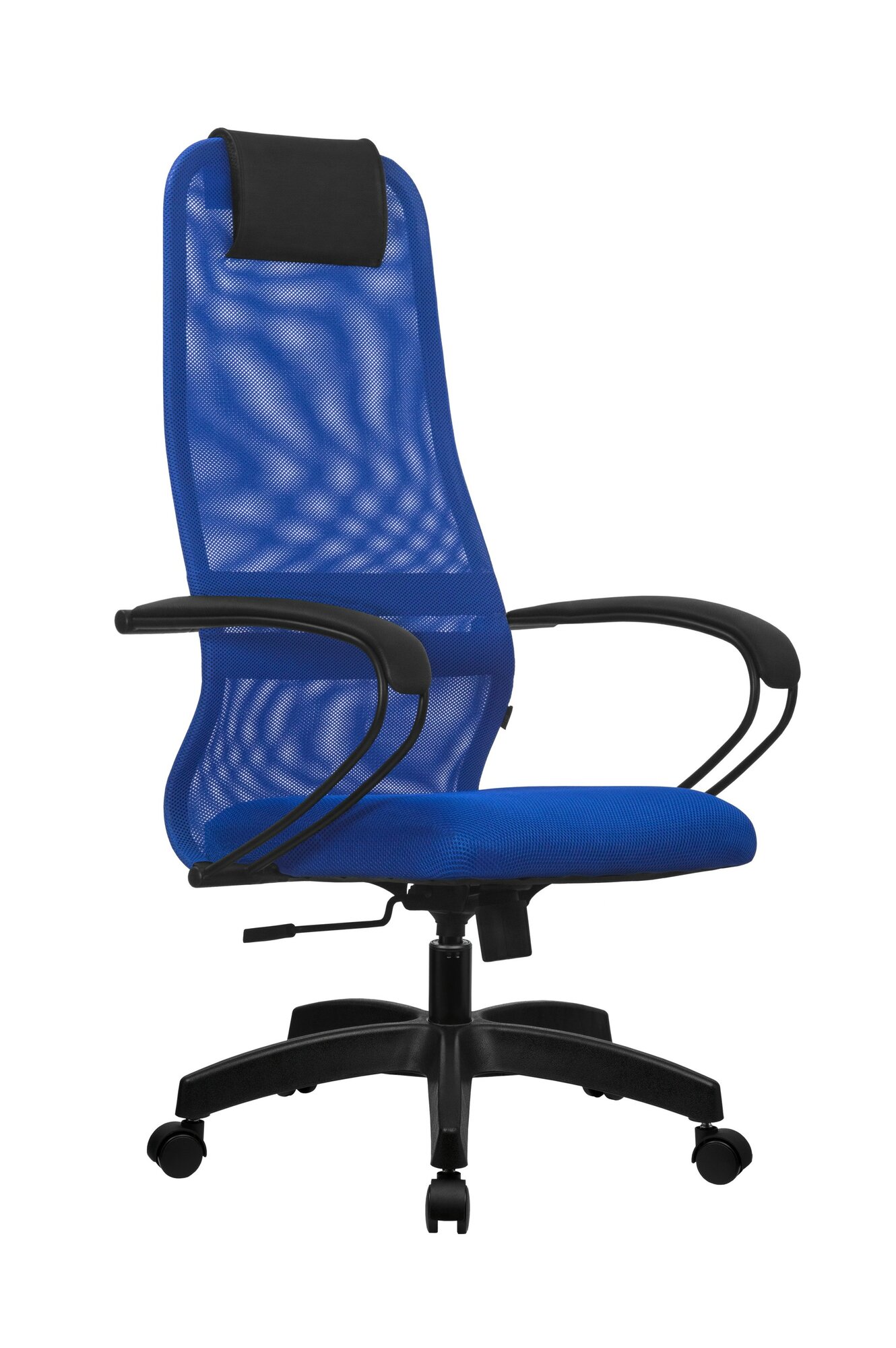 Кресло офисное метта "SU-B-8" пластик ткань-сетка сиденье мягкое синее