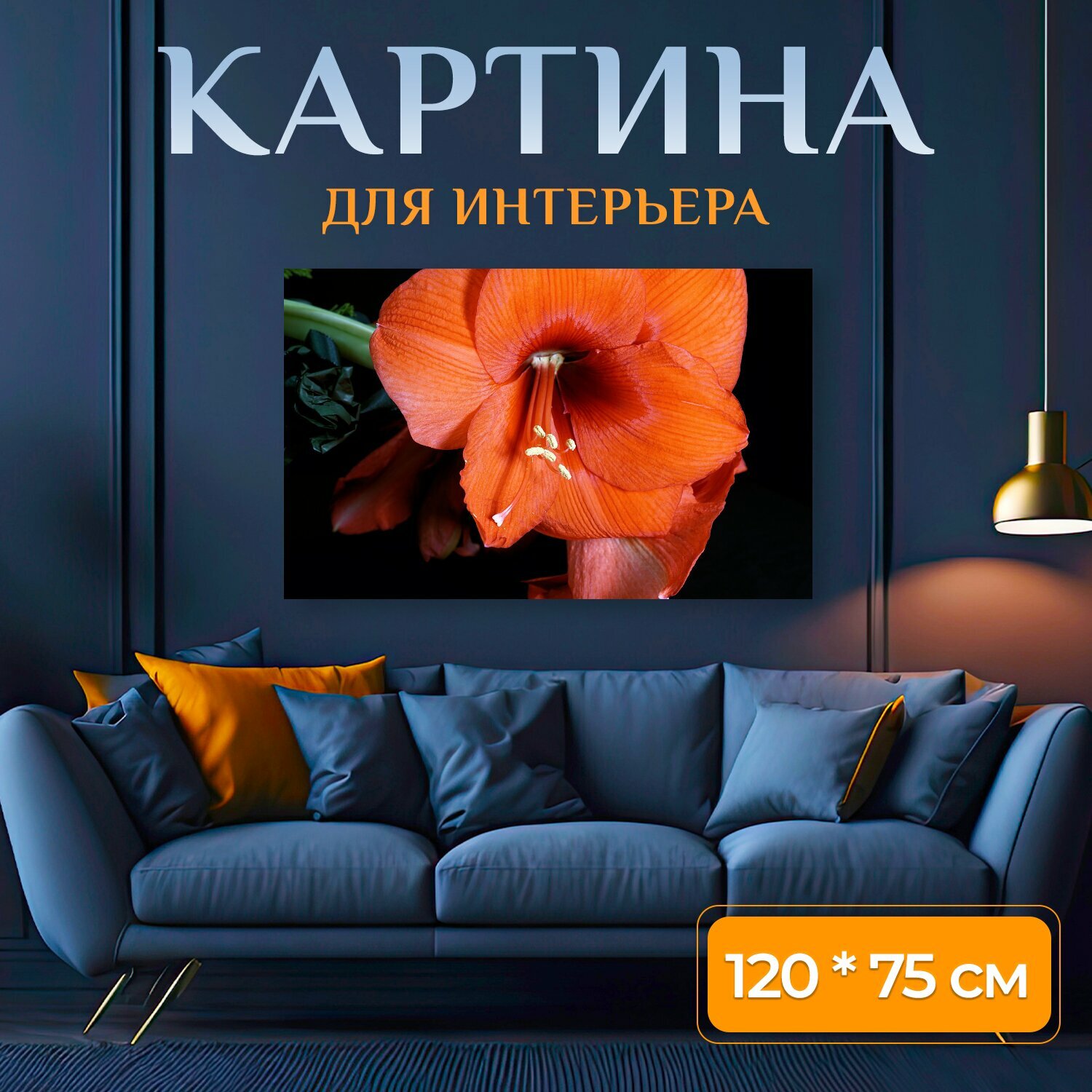 Картина на холсте "Амариллис, красный, цветок" на подрамнике 120х75 см. для интерьера