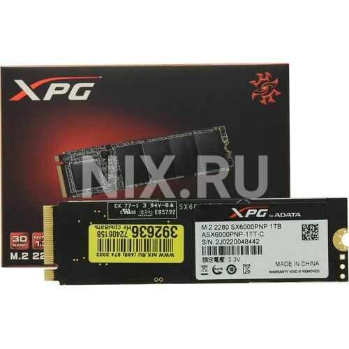 Твердотельный накопитель ADATA XPG 1 ТБ M.2 ASX6000PNP-1TT-C