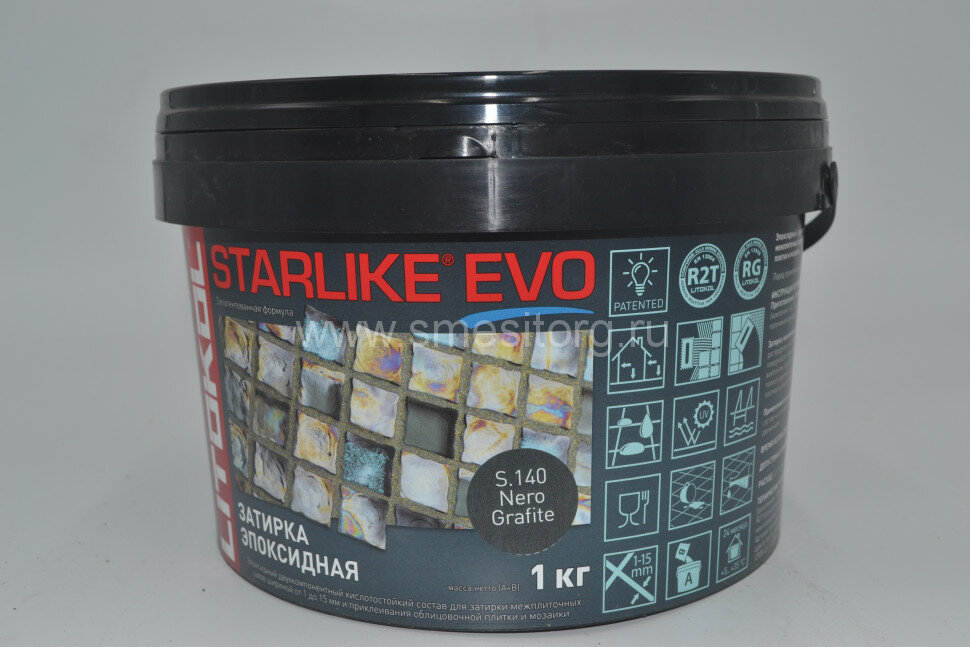 Litokol STARLIKE EVO - NEW!!! S.140 NERO GRAFITE ведро 1 кг