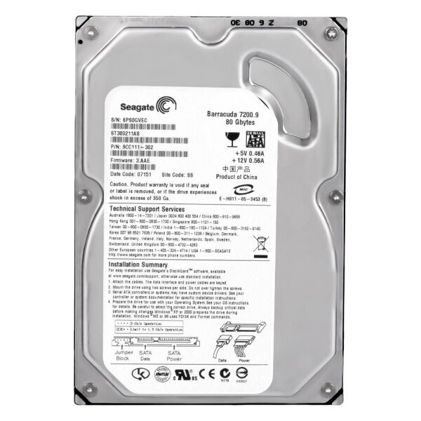 Жесткий диск 80 Gb SATA Seagate Barracuda 7200rpm