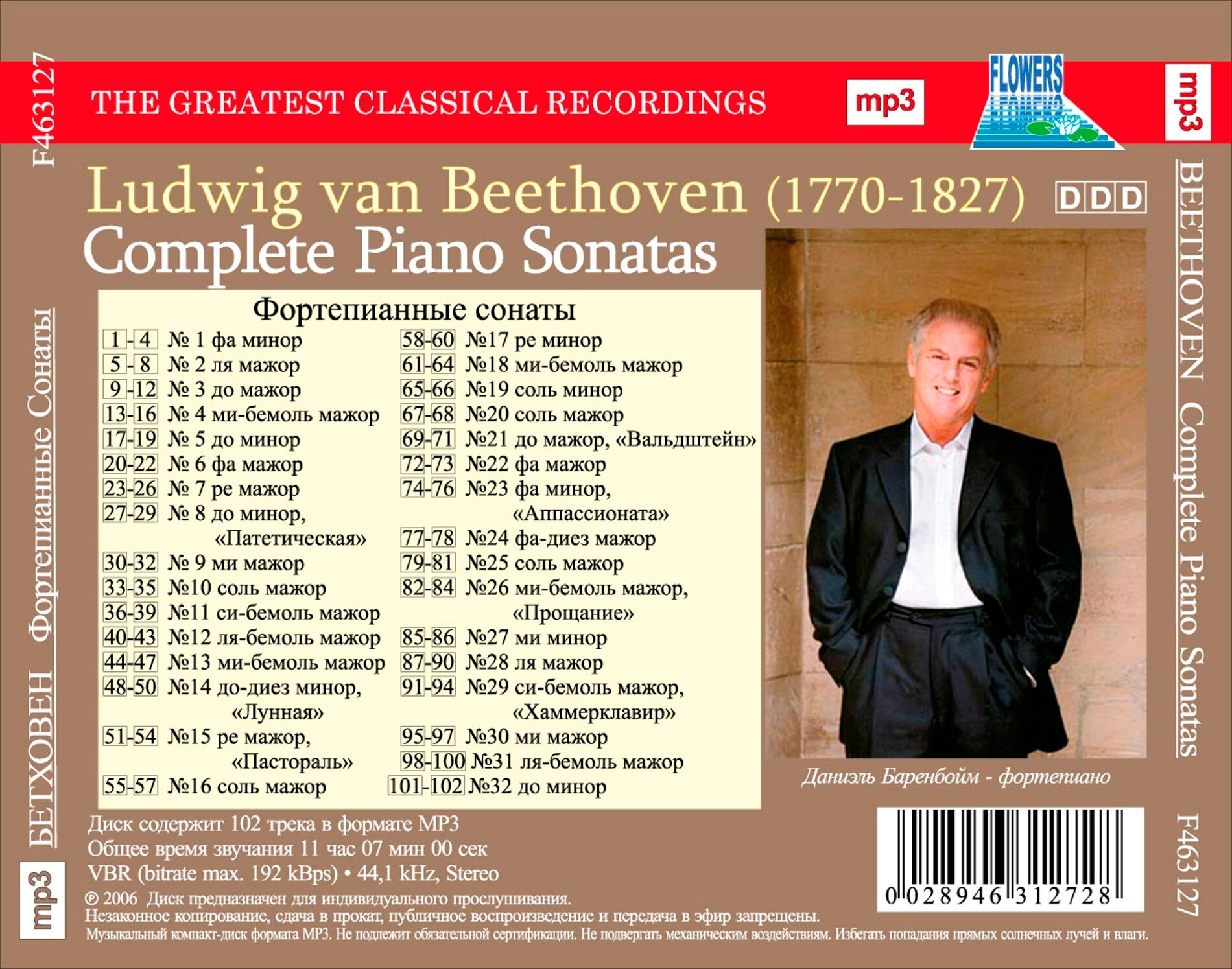 Людвиг Ван Бетховен Полное Собрание Сонат Для Фортепиано (MP3) Aquarius (Flowers) Music