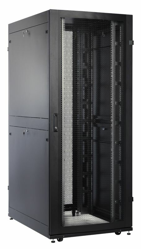 Шкаф серверный ЦМО (ШТК-СП-48.8.10-48АА-9005) напольный 48U 800x1000мм пер. дв. перфор. задн. дв. перфор.2-хс