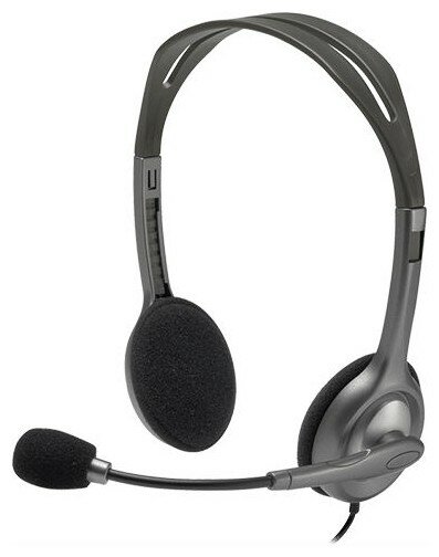 Гарнитура Stereo Headset H111, серая, длина кабеля 1,8 м, разъем 3,5 мм, микрофон с функц. шумоподавления 981-000593