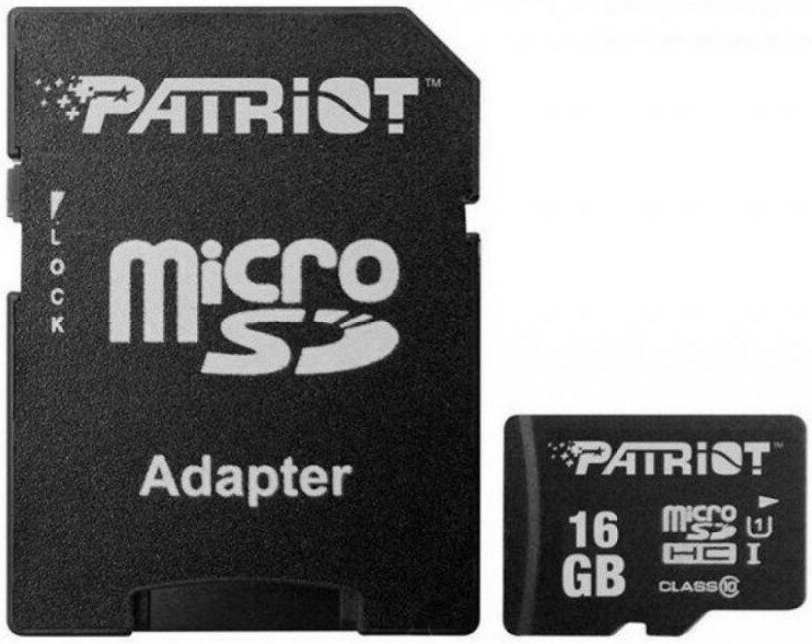 Карта памяти microSDHC 16GB Class10 Patriot (PSF16GMCSDHC10) with adaptor