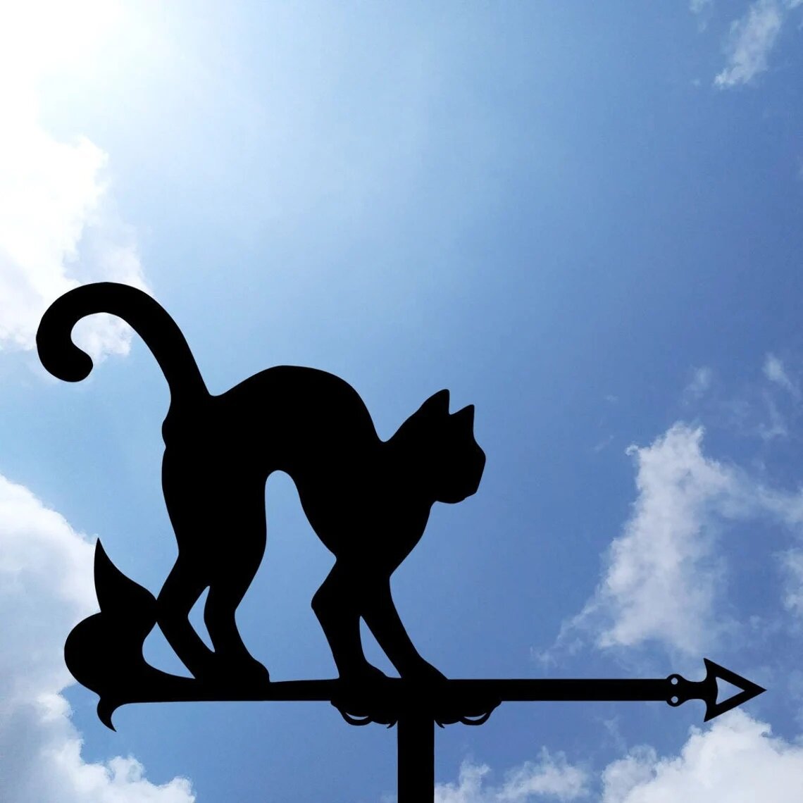 Флюгер металлический на крышу Черный кот - фотография № 1