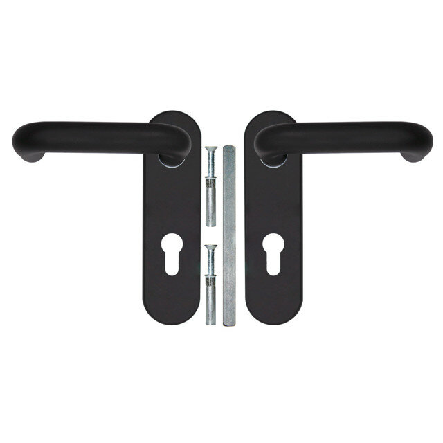 фото ручка дверная на планке FUARO DH-0433 для противопожарных дверей черный с пружиной