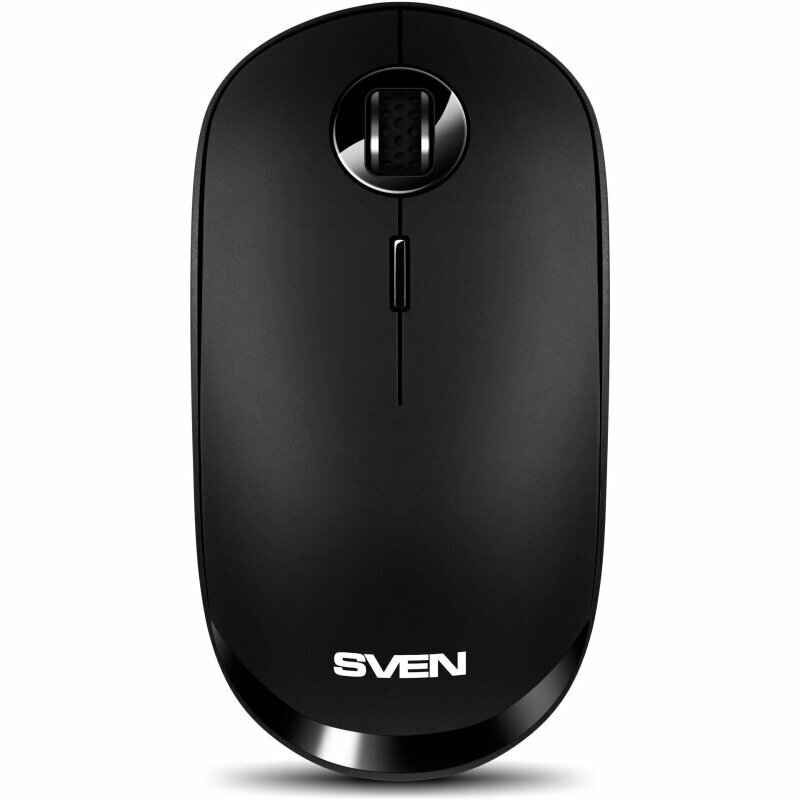 Мышь Wireless Sven черная (2.4GHz, BT, бесшумные клавиши., АКБ, 3+1кл., ST, 800-1600DPI, блист.) - фото №1