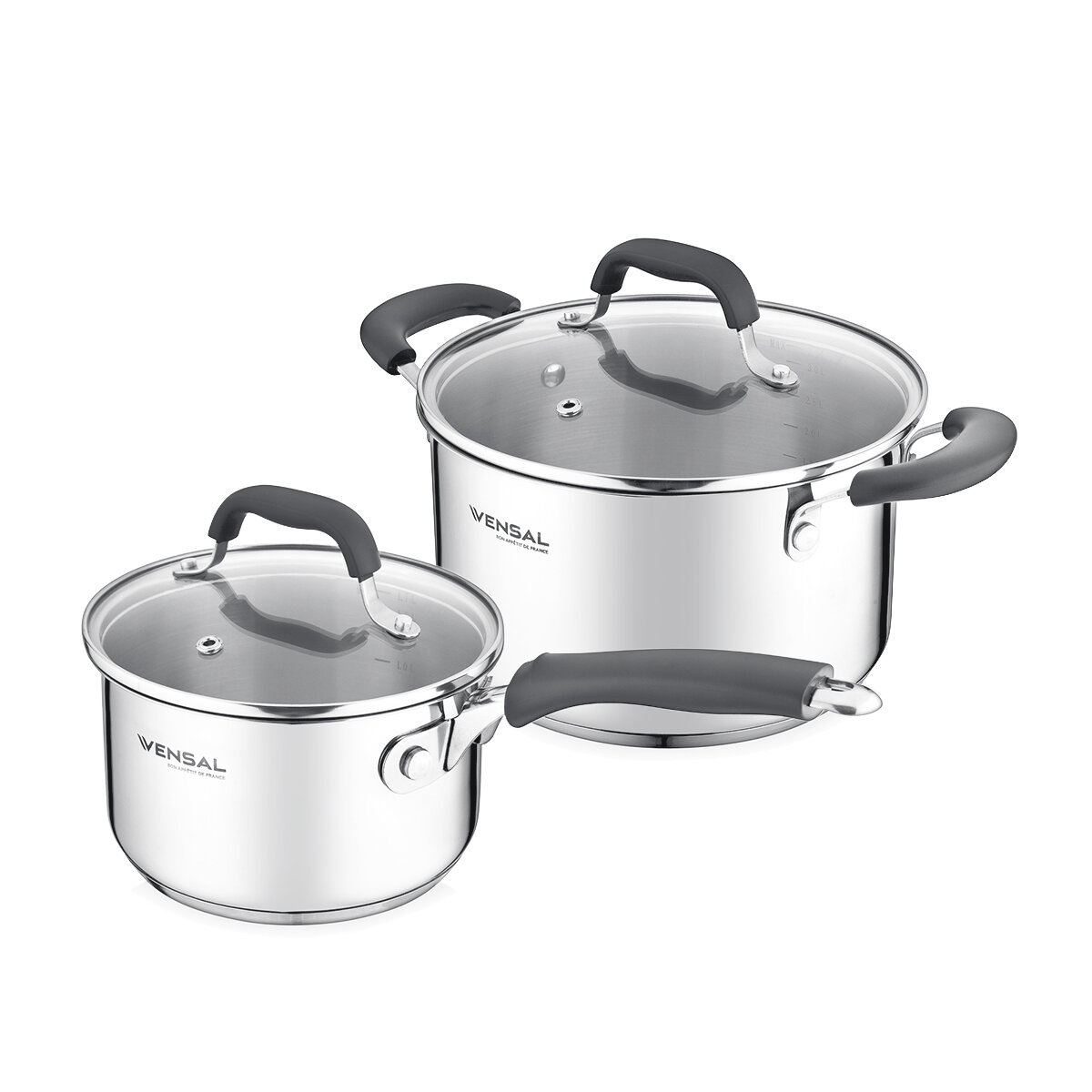 фото Набор Vensal VS1509 Coquet, 4 предмета, кастрюля 3,7 л, 20 см, ковш 2 л, 16 см, из нержавеющей стали