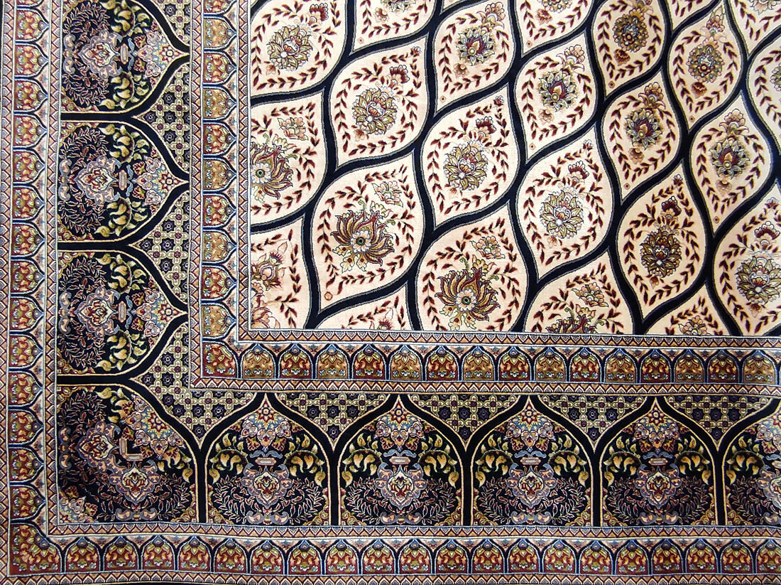 Ковер на пол 250х350 восточный стиль геометрический узор модальный шелк, Иран - фотография № 7