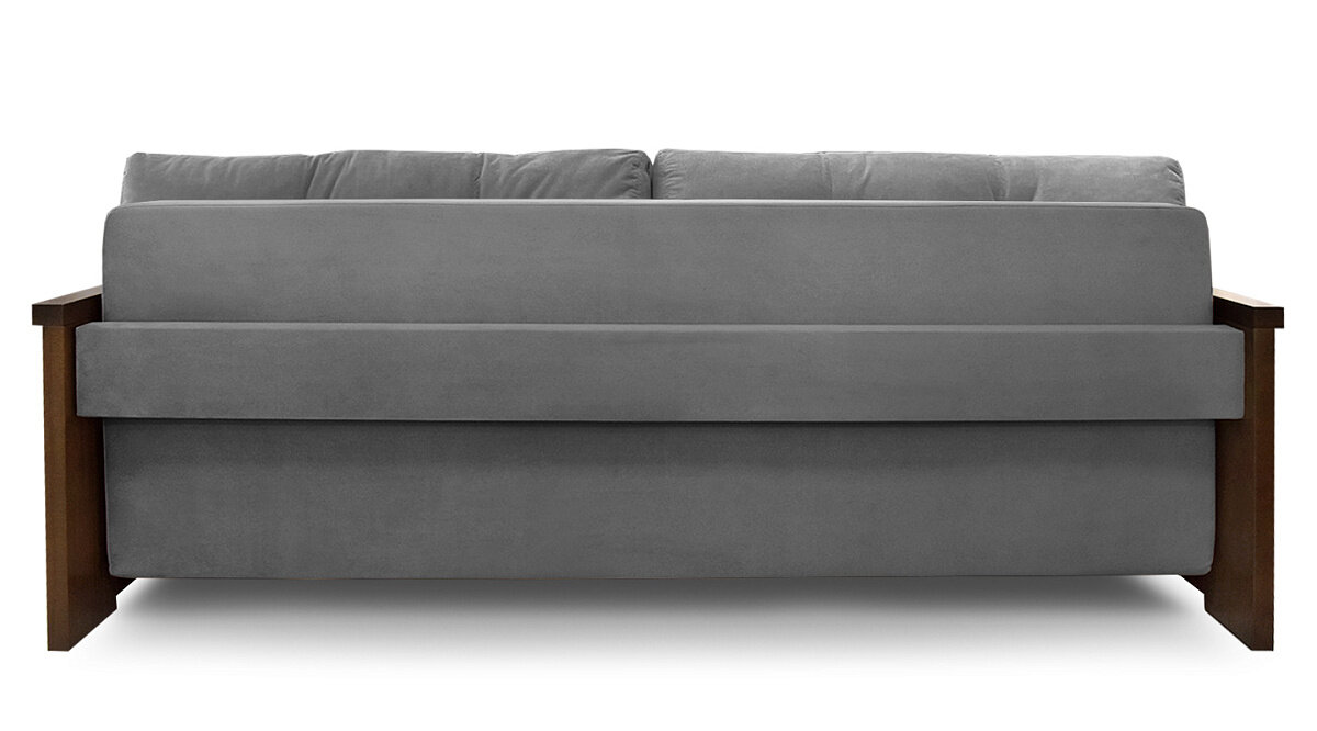Прямой диван кровать AH!DIVAN (АхДиван) "Анкона Д" 215x105х84 см, раскладной механизм еврокнижка, деревянные подлокотники, серый велюр - фотография № 12