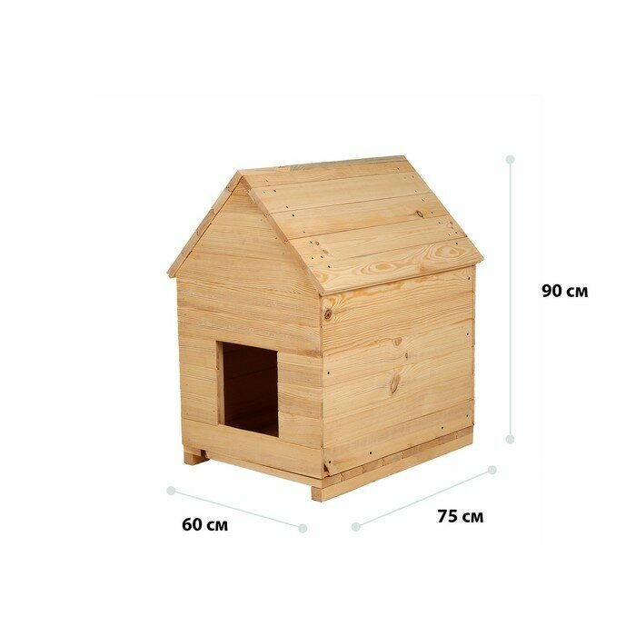 Будка для собаки, 75 &#215; 60 &#215; 90 см, деревянная, с крышей - фотография № 2