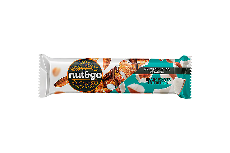 «Nut&Go», батончик с миндалём, кокосом, карамелью, 36 г - фотография № 2