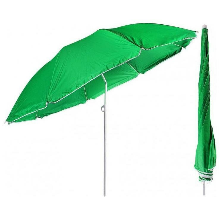 Зонт пляжный с наклоном d=180, + стойка 19/22мм, полиэстер, зеленый, тм Eurica 681843