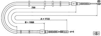 ATE 24-3727-0147-2 (8A0609721AF / 8A0609721T) трос ручного тормоза [диск.] l / r