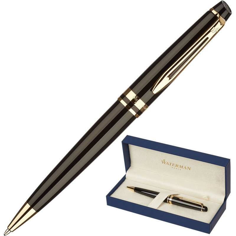 Ручка шариковая Waterman Expert 3 (S0951700) Black Laque GT (M) чернила: синий позолота 23К - фото №1