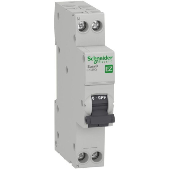 Дифференциальный автомат SCHNEIDER ELECTRIC EASY9 1П+Н 20A 30MA 4,5кА C АС, 18 мм