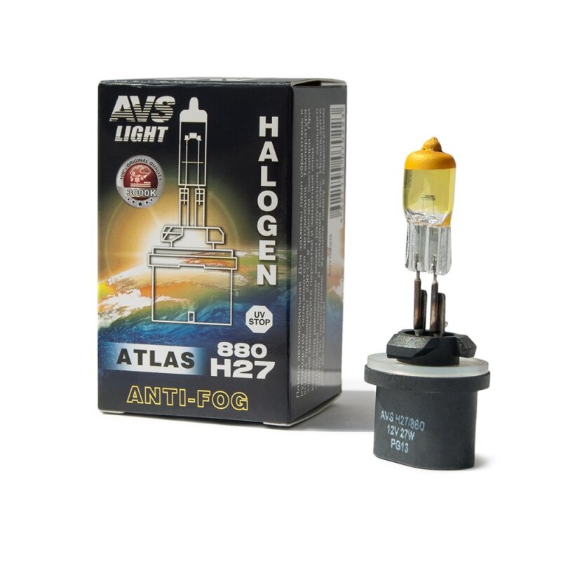 Галогенная лампа AVS ATLAS ANTI-FOG H27/880 (A07022S) 1шт. 3000К 12V 27W