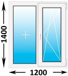 Пластиковое окно MELKE Lite 60 двухстворчатое 1200x1400, с двухкамерным стеклопакетом (ширина Х высота) (1200Х1400)