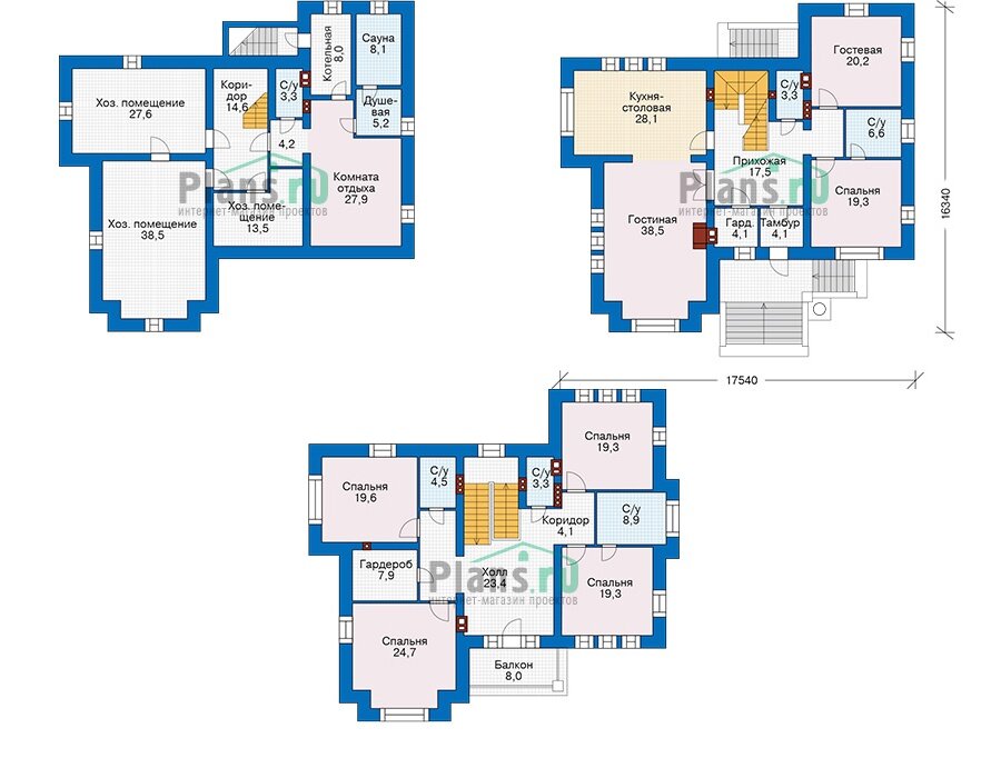 Проект дома Plans-40-22 (439 кв.м, поризованный кирпич) - фотография № 3