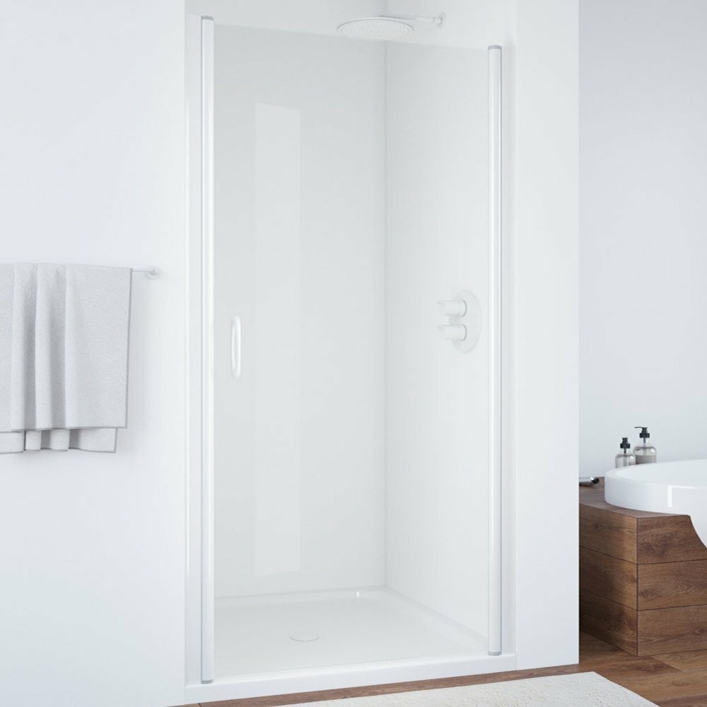 фото Vegas Glass Душевая дверь в нишу Vegas Glass EP 80 01 01 профиль белый, стекло прозрачное