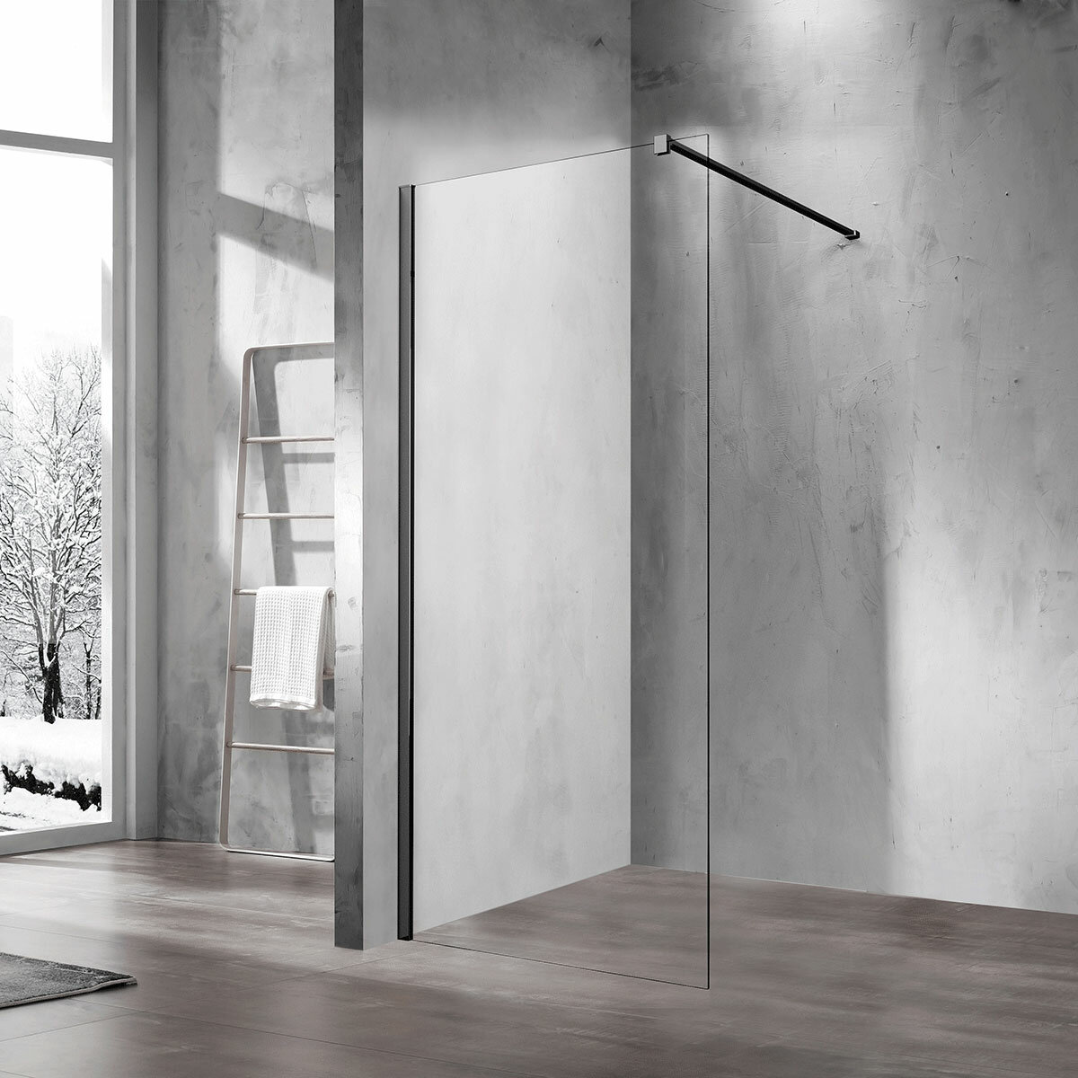 Душевая перегородка Vincea Walk-In VSW-1H900CLB черный матовый, стекло прозрачное