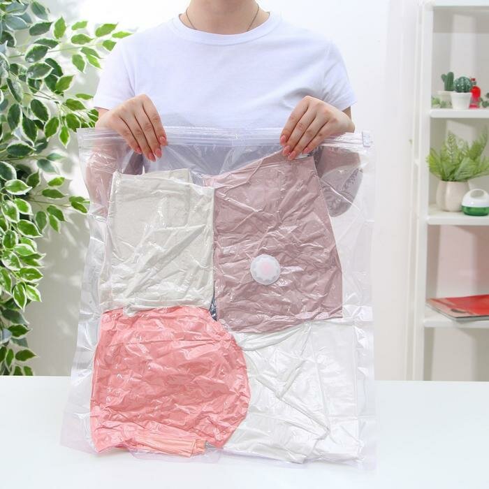 Вакуумный пакет для хранения одежды «Лаванда», 50×60 см, ароматизированный, прозрачный - фотография № 3