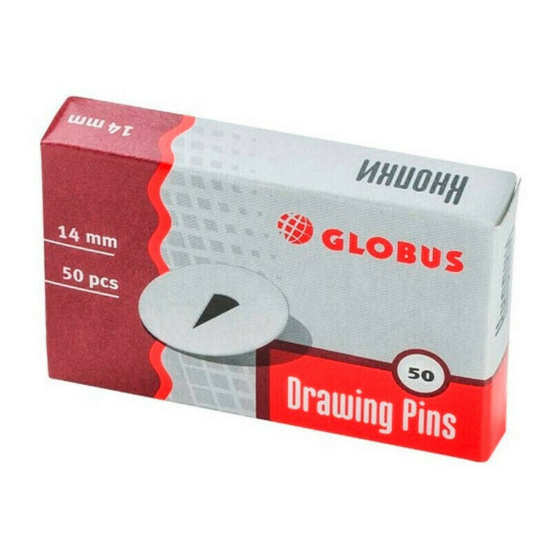 Кнопки канцелярские Кнопки Globus канцелярские металлические 14 мм, 50 шт. карт.уп 4 уп.