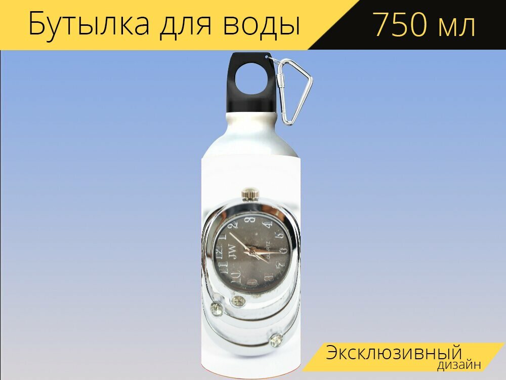 Бутылка фляга для воды "Наручные часы, часы наручные женские, аксессуар" 750 мл. с карабином и принтом