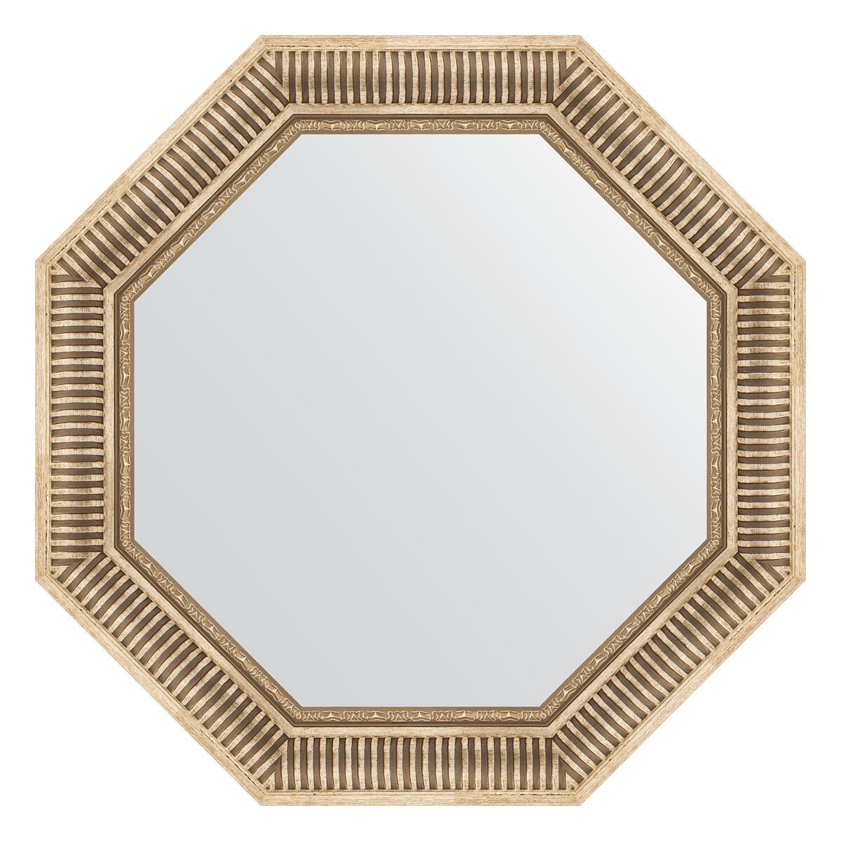Зеркало настенное Octagon EVOFORM в багетной раме серебряный акведук 72х72 см для гостиной прихожей кабинета спальни и ванной комнаты BY 7361